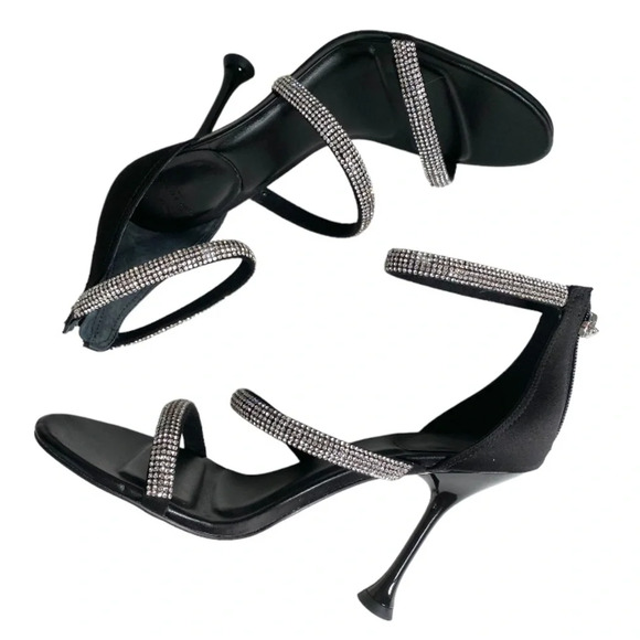 Marc Fisher LTD Carita Heeled Sandal Black with Rhinestone 7.5 - Picture 7 of 11